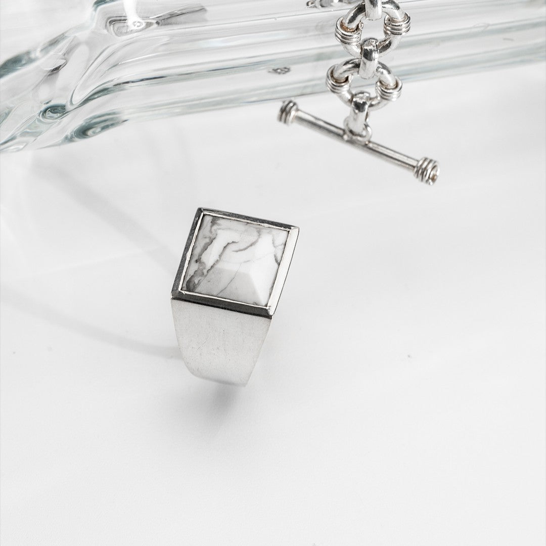 Howlite square ring