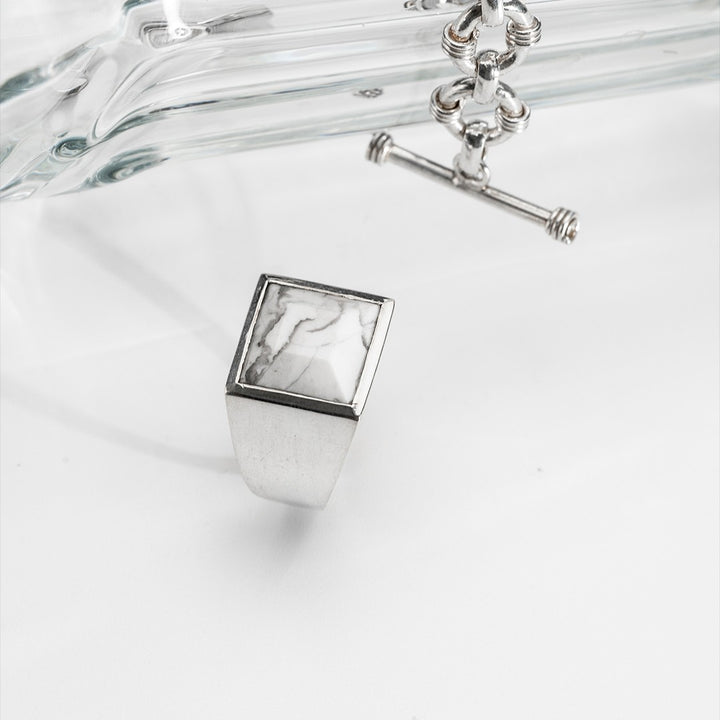 Howlite square ring