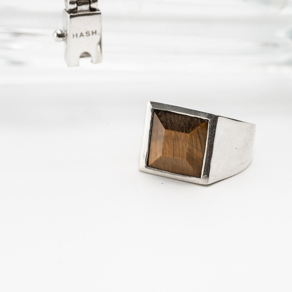 Tiger Eye square ring